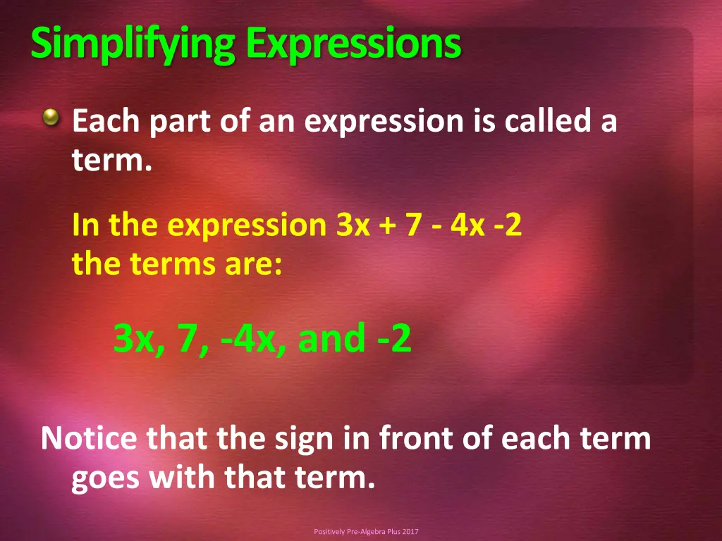 simplifying expressions 1