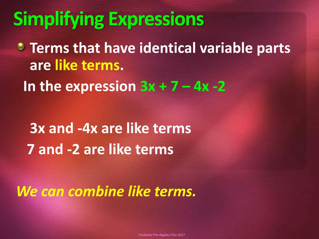 simplifying expressions 2