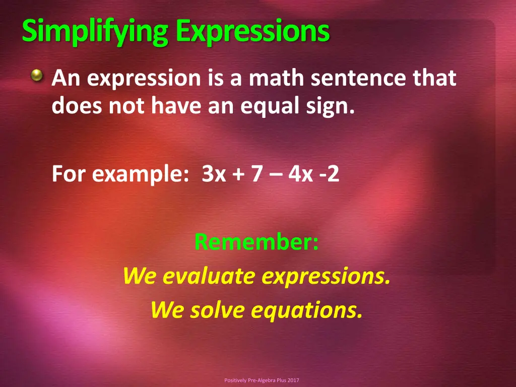 simplifying expressions