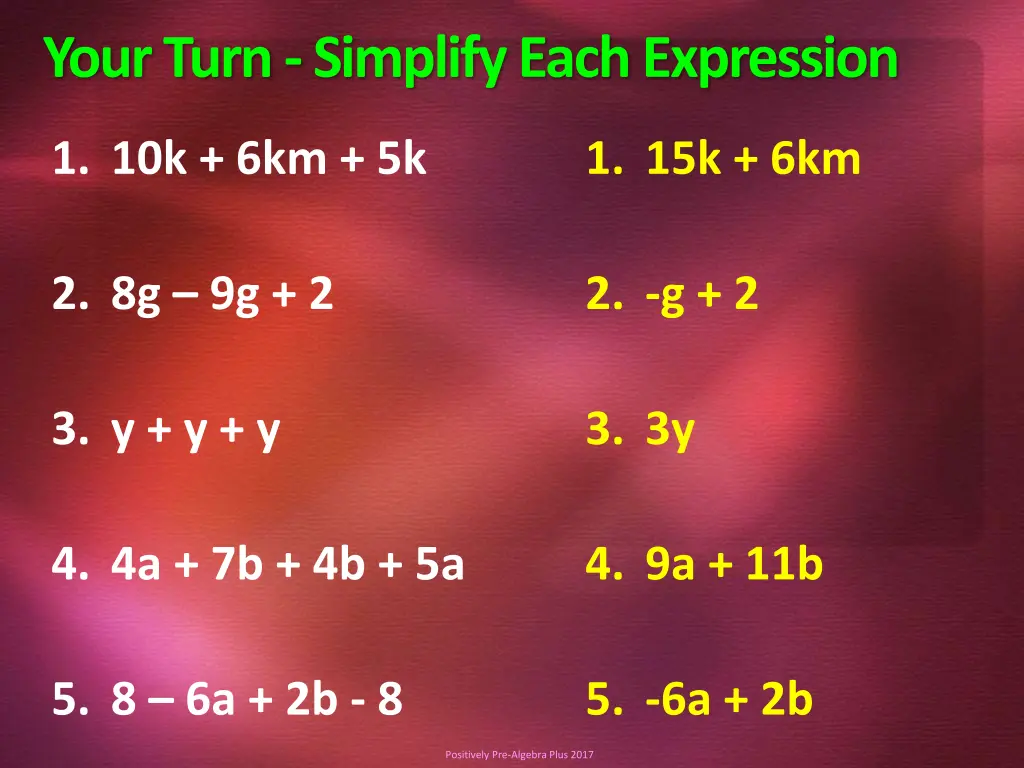 your turn simplify each expression