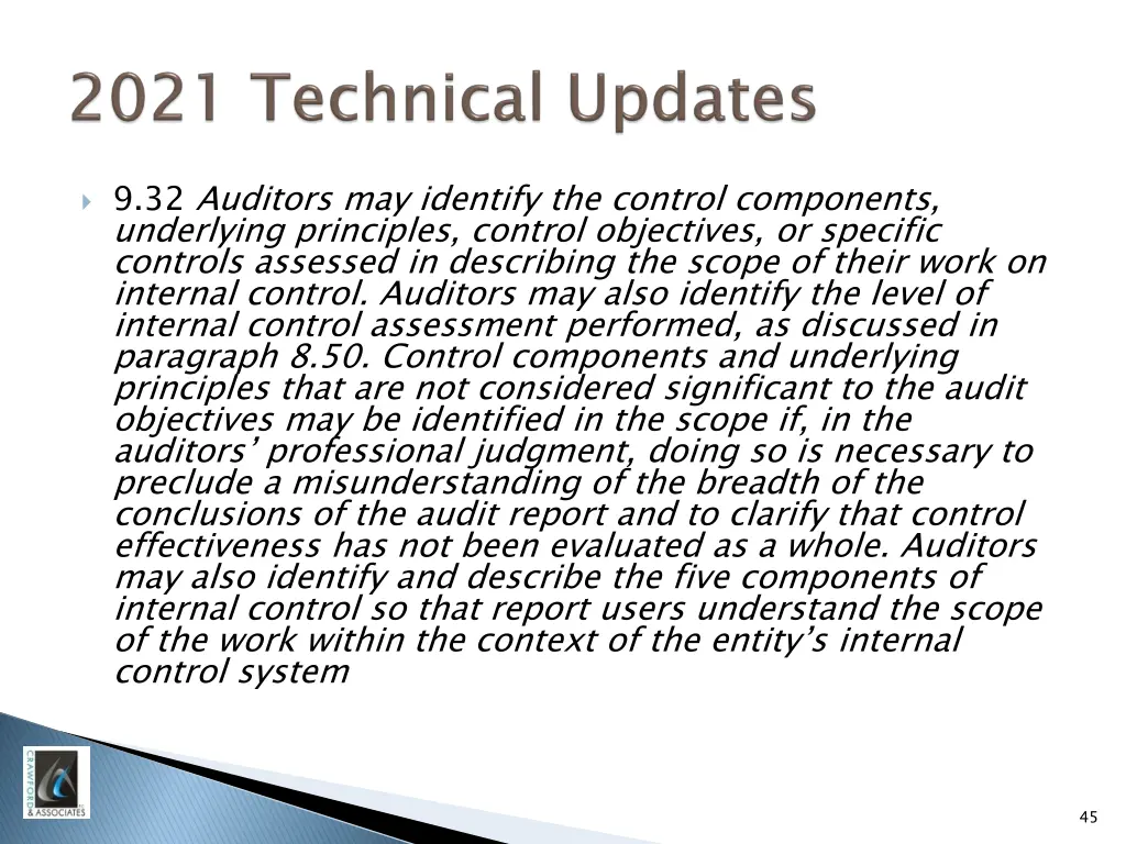 9 32 auditors may identify the control components