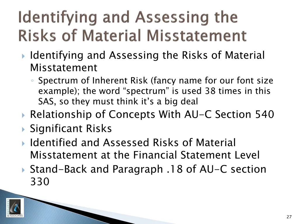 identifying and assessing the risks of material