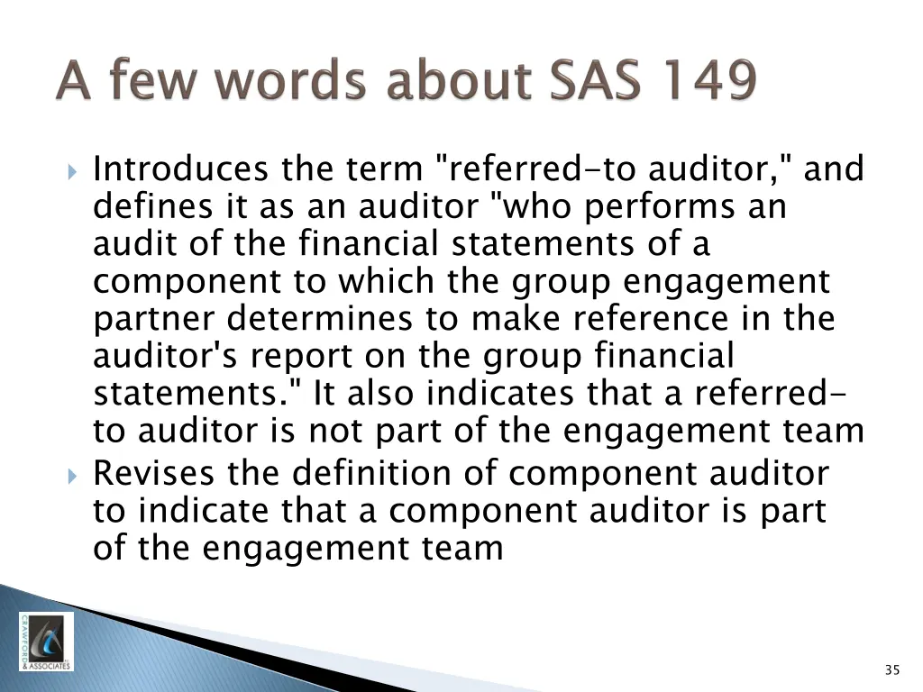 introduces the term referred to auditor