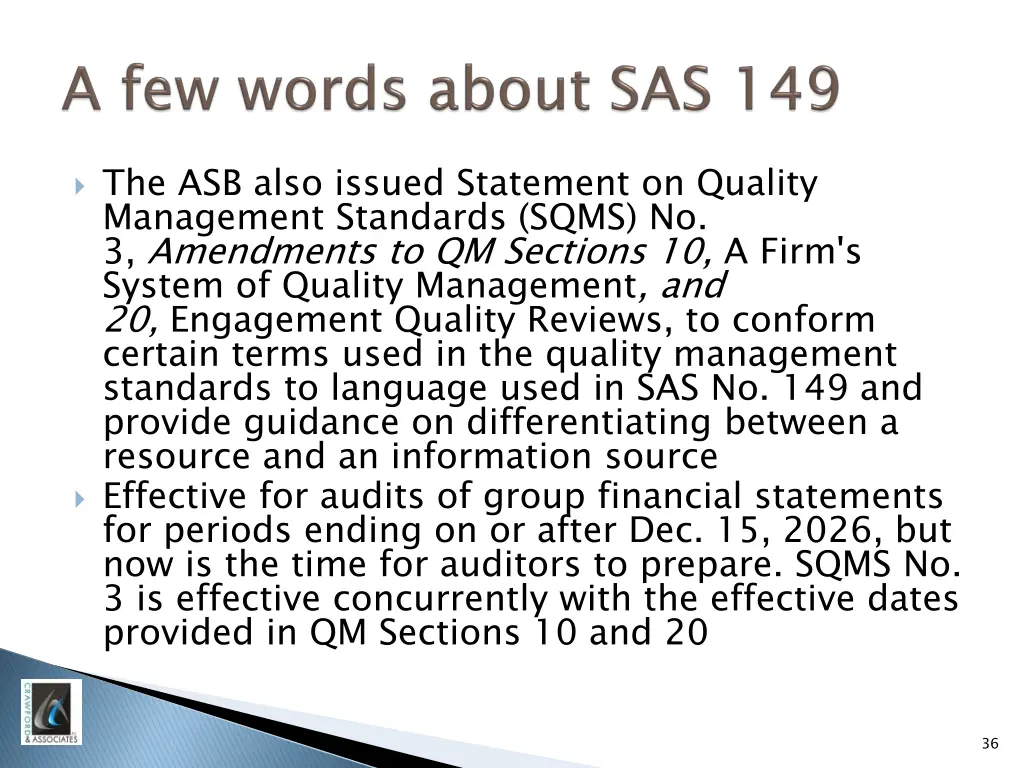 the asb also issued statement on quality