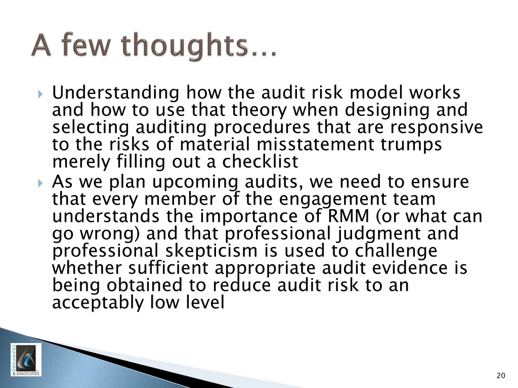 understanding how the audit risk model works