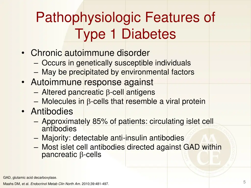 pathophysiologic features of type 1 diabetes