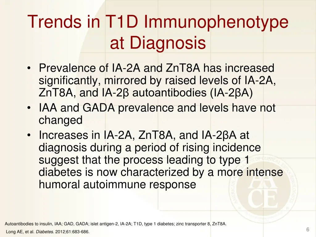 trends in t1d immunophenotype at diagnosis