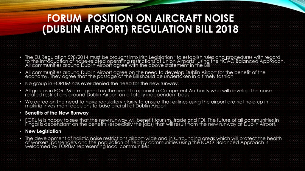 forum position on aircraft noise dublin airport