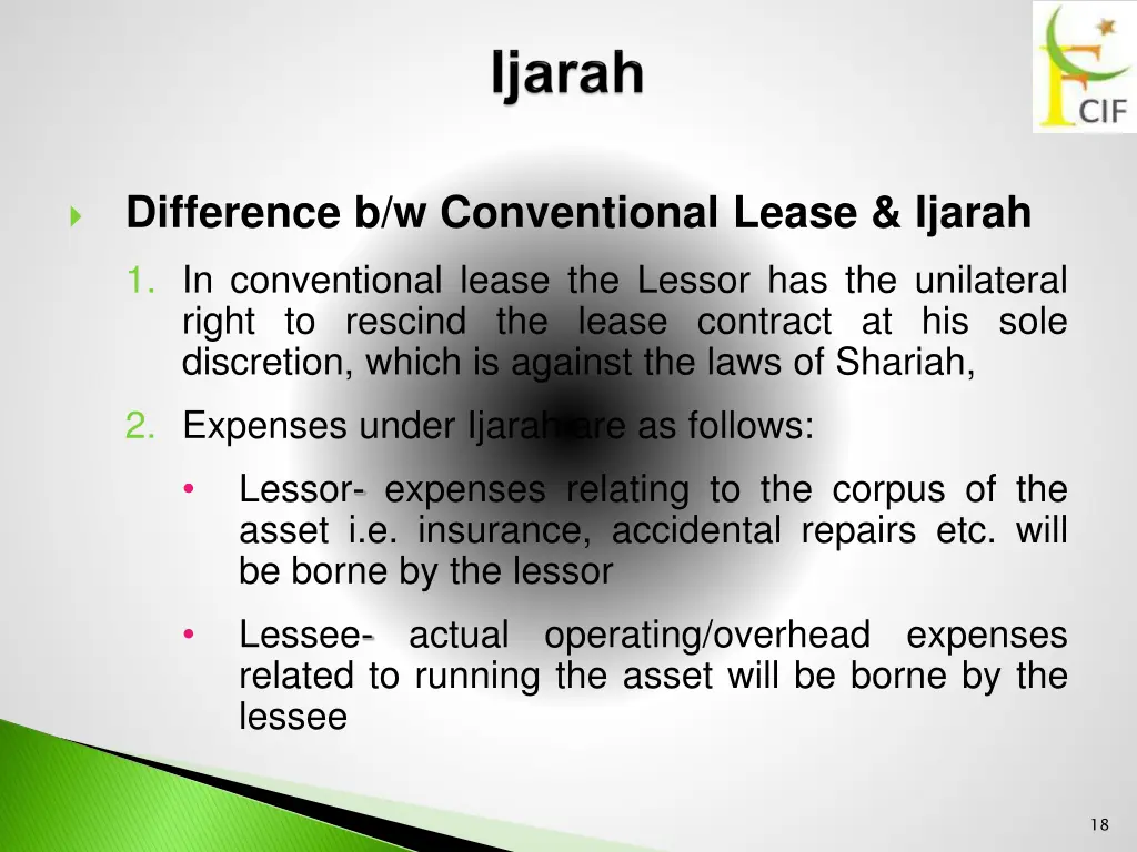 difference b w conventional lease ijarah