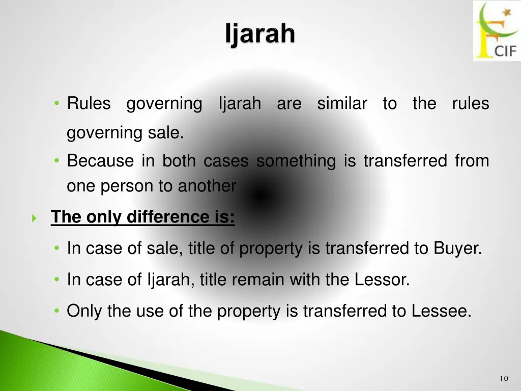 rules governing ijarah are similar to the rules