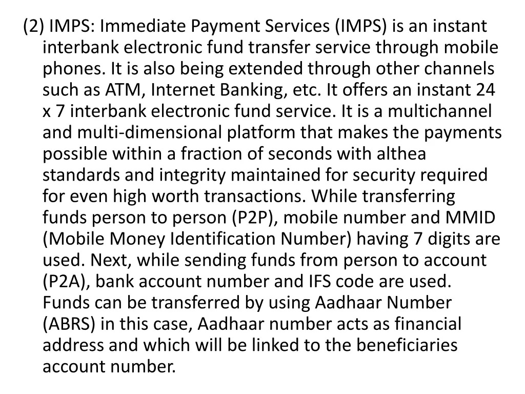 2 imps immediate payment services imps