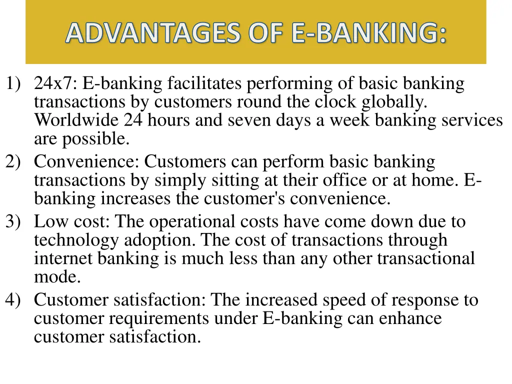 advantages of e banking