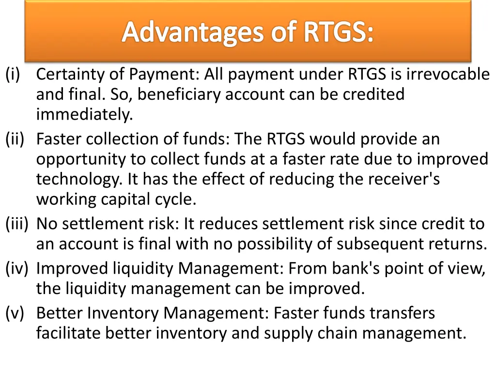 advantages of rtgs