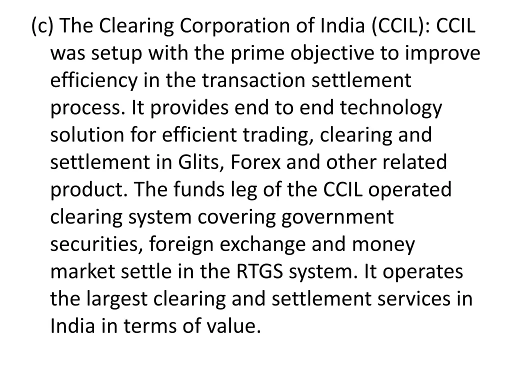 c the clearing corporation of india ccil ccil