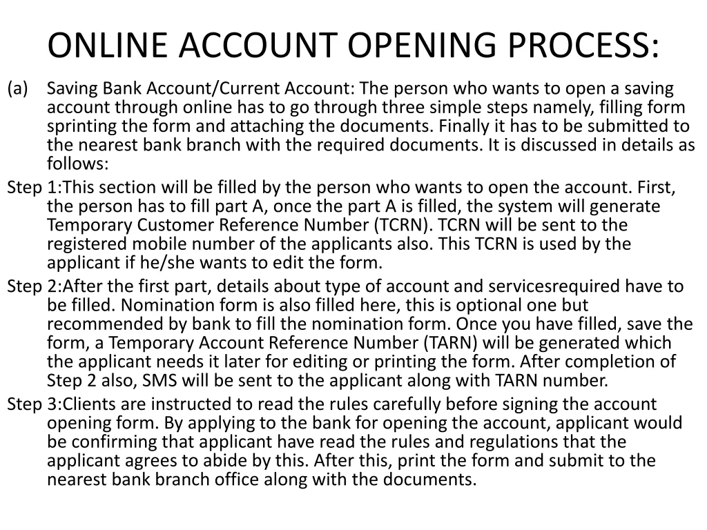 online account opening process