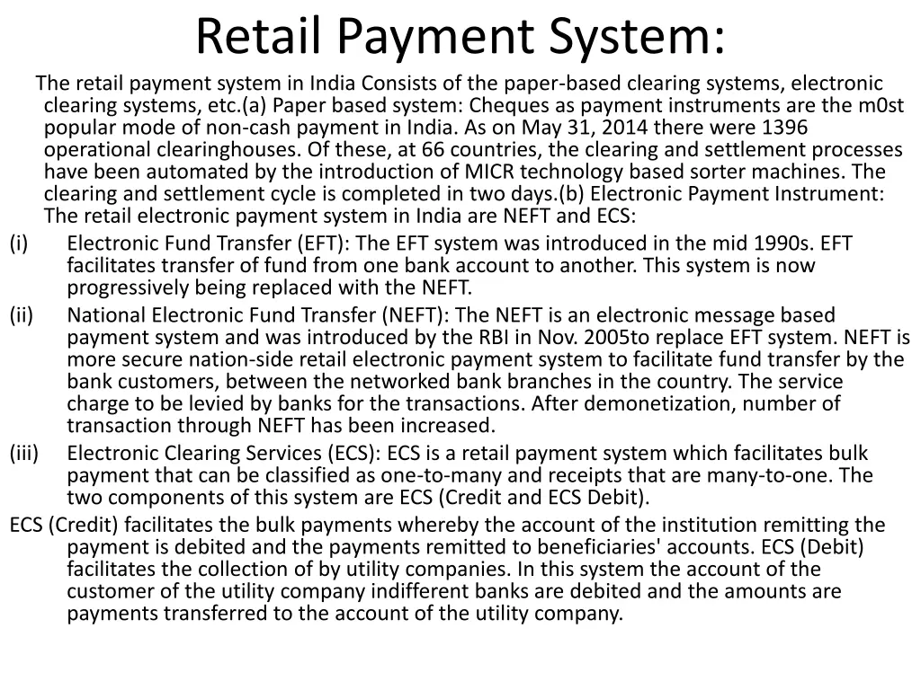 retail payment system the retail payment system