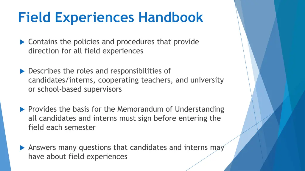 field experiences handbook