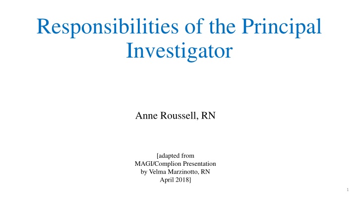 responsibilities of the principal investigator