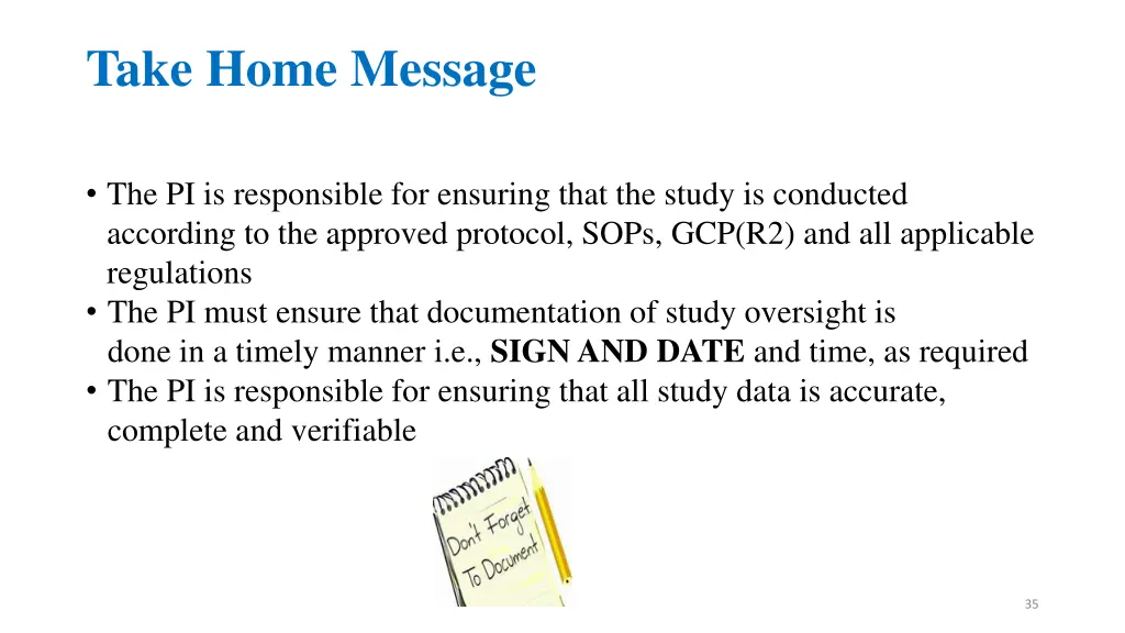 take home message