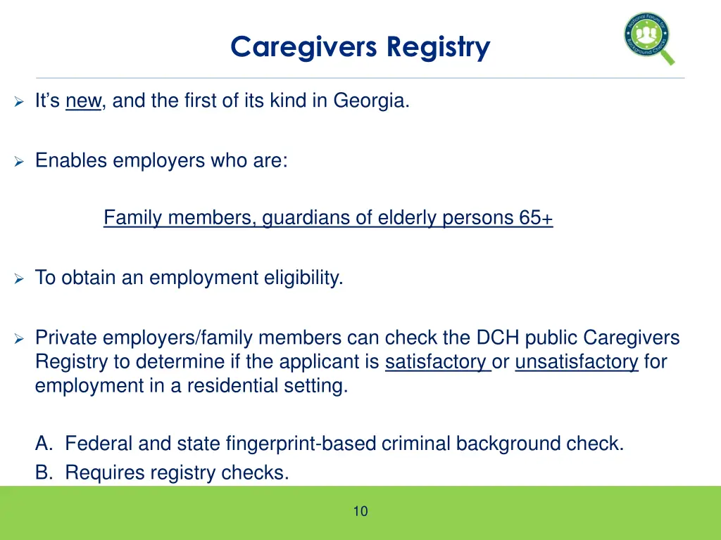 caregivers registry