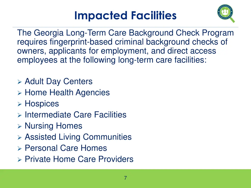 impacted facilities