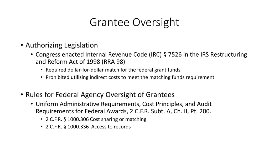 grantee oversight