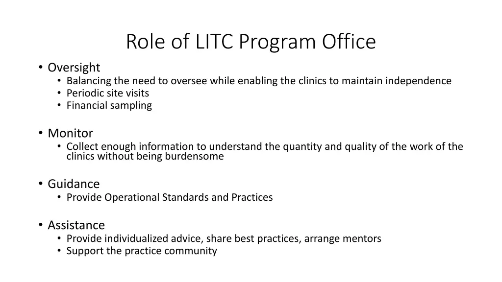 role of litc program office