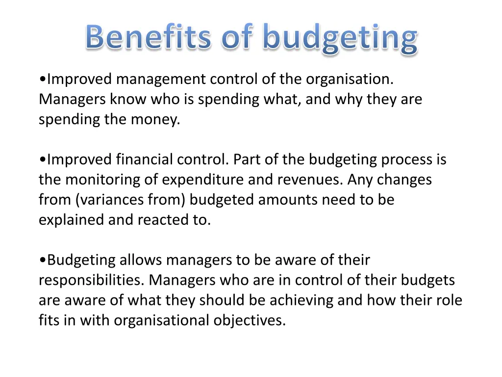 benefits of budgeting