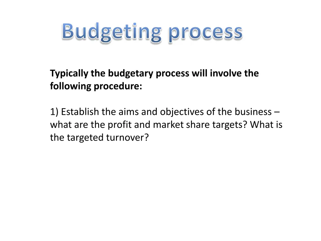 budgeting process