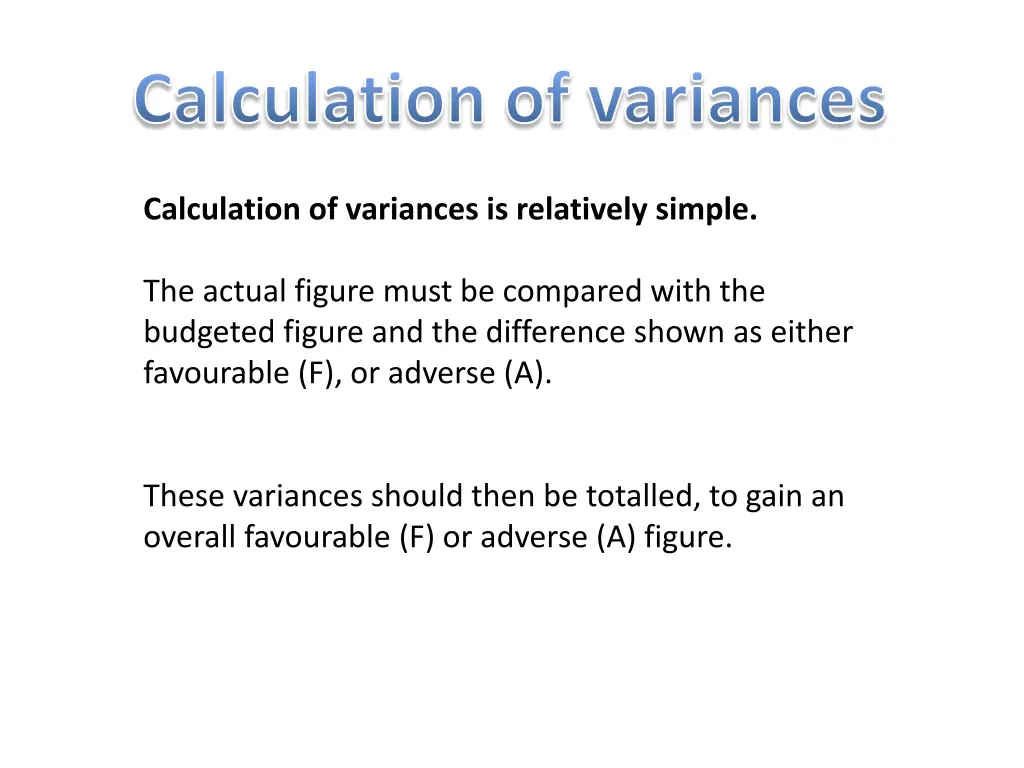 calculation of variances