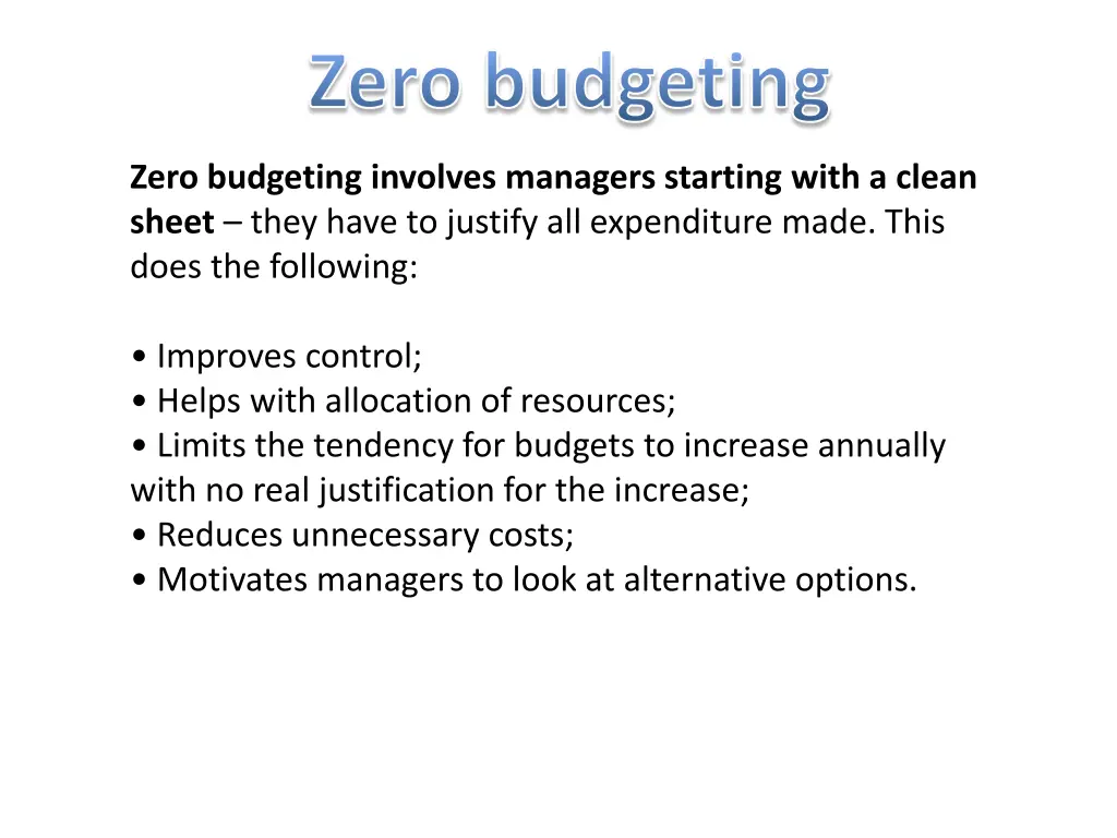 zero budgeting