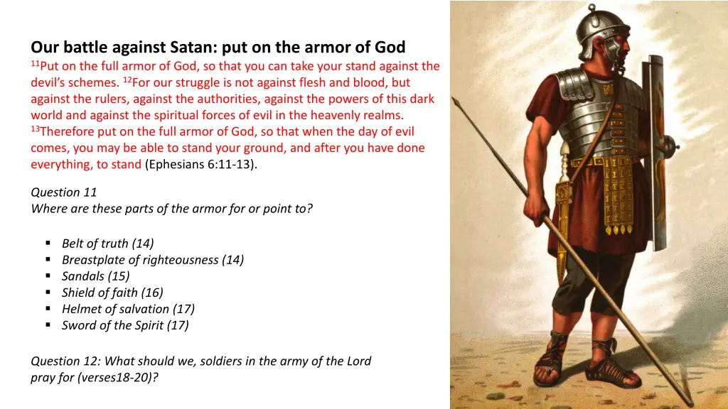 our battle against satan put on the armor