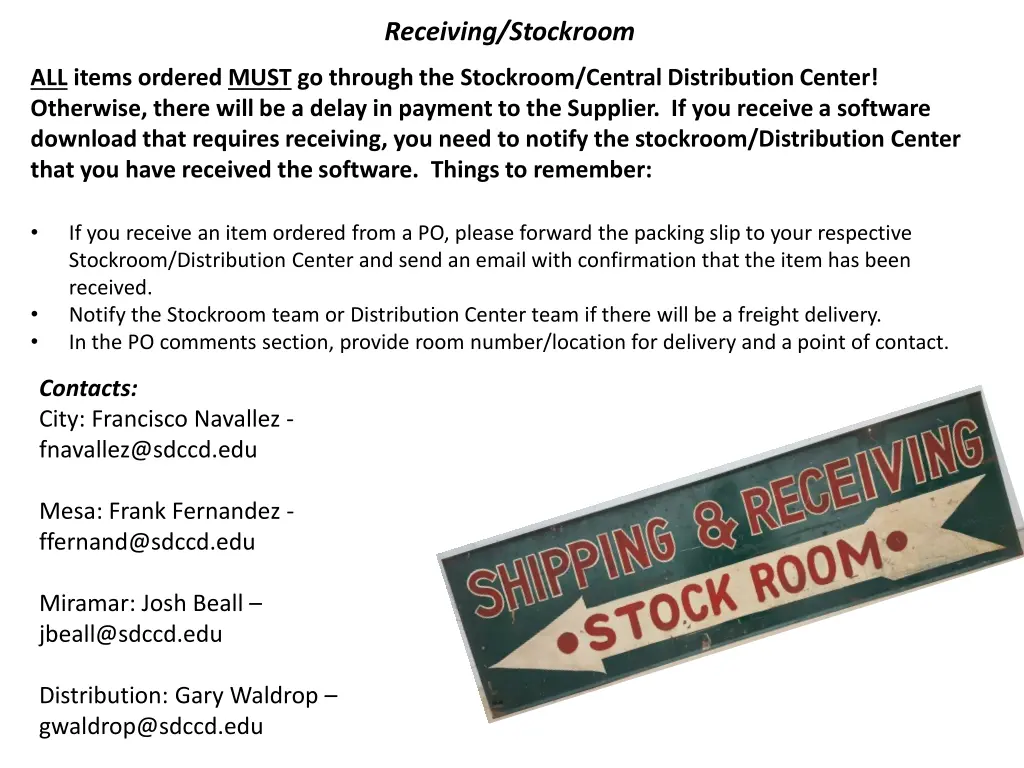 receiving stockroom