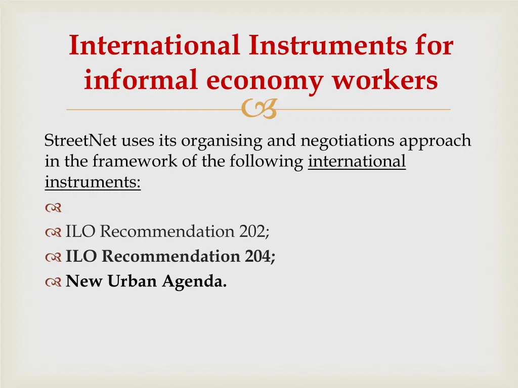 international instruments for informal economy