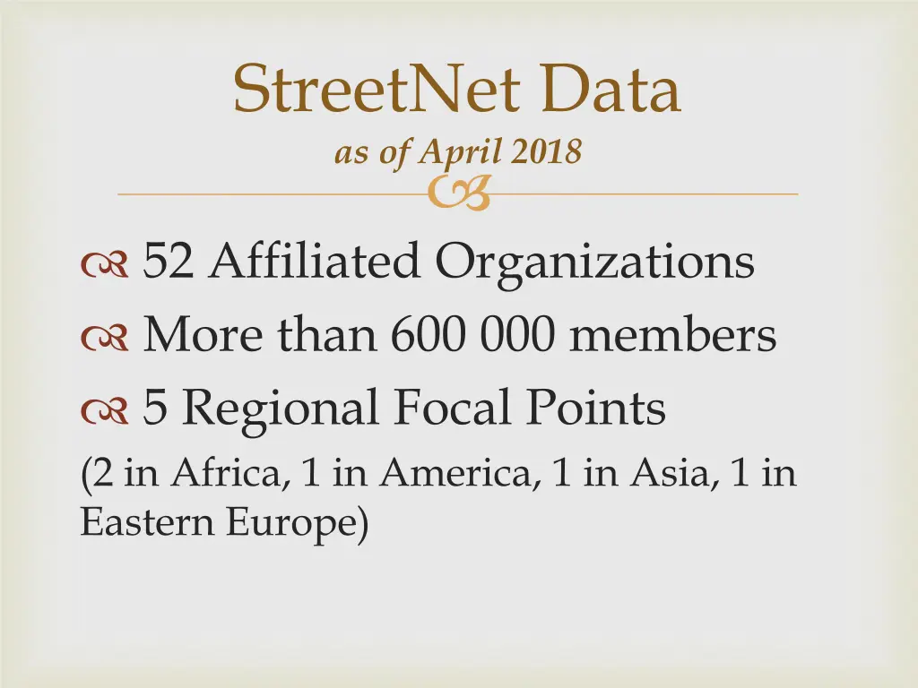 streetnet data as of april 2018