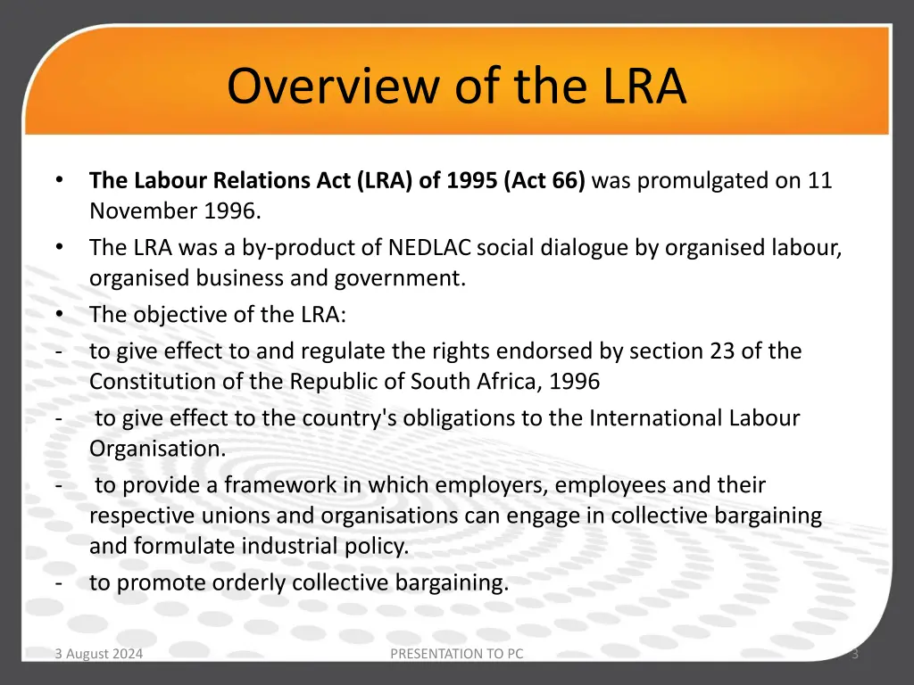 overview of the lra