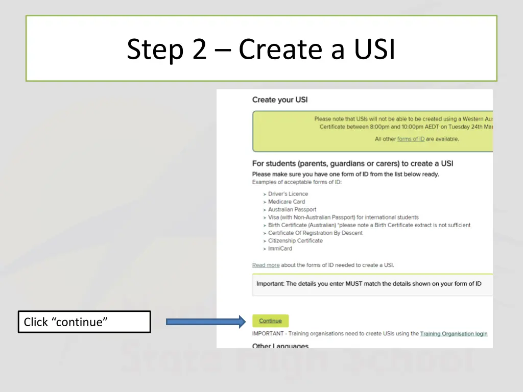 step 2 create a usi