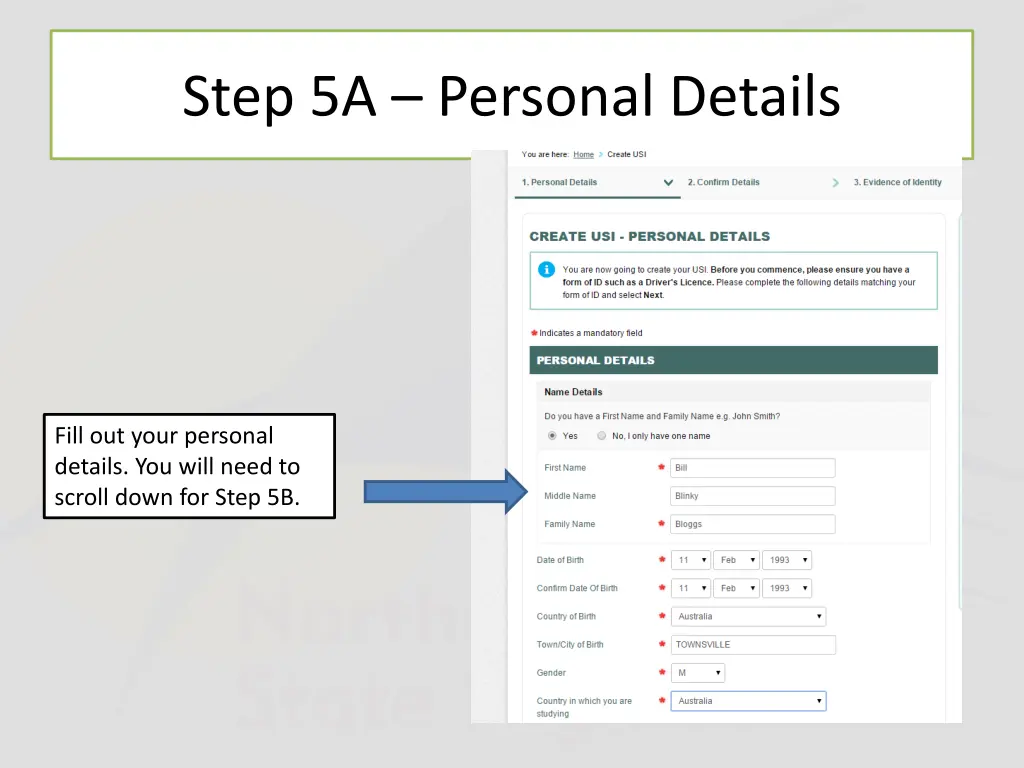 step 5a personal details