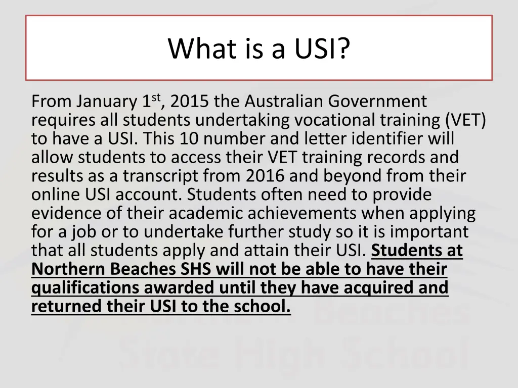 what is a usi