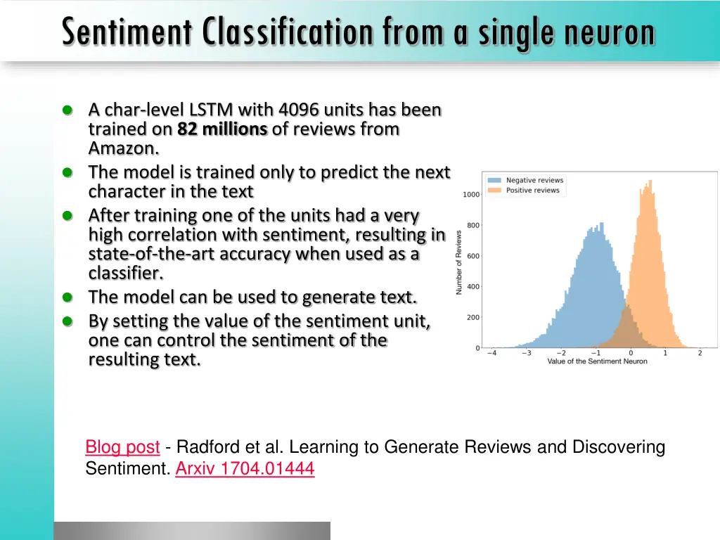 sentiment classification from a single neuron