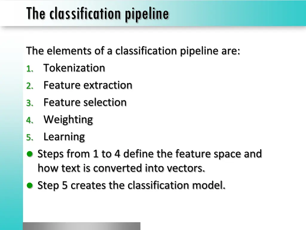 the classification pipeline