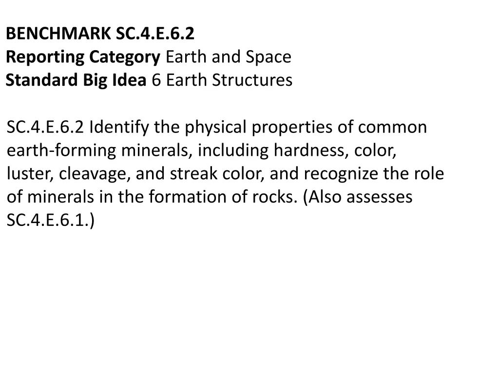 benchmark sc 4 e 6 2 reporting category earth