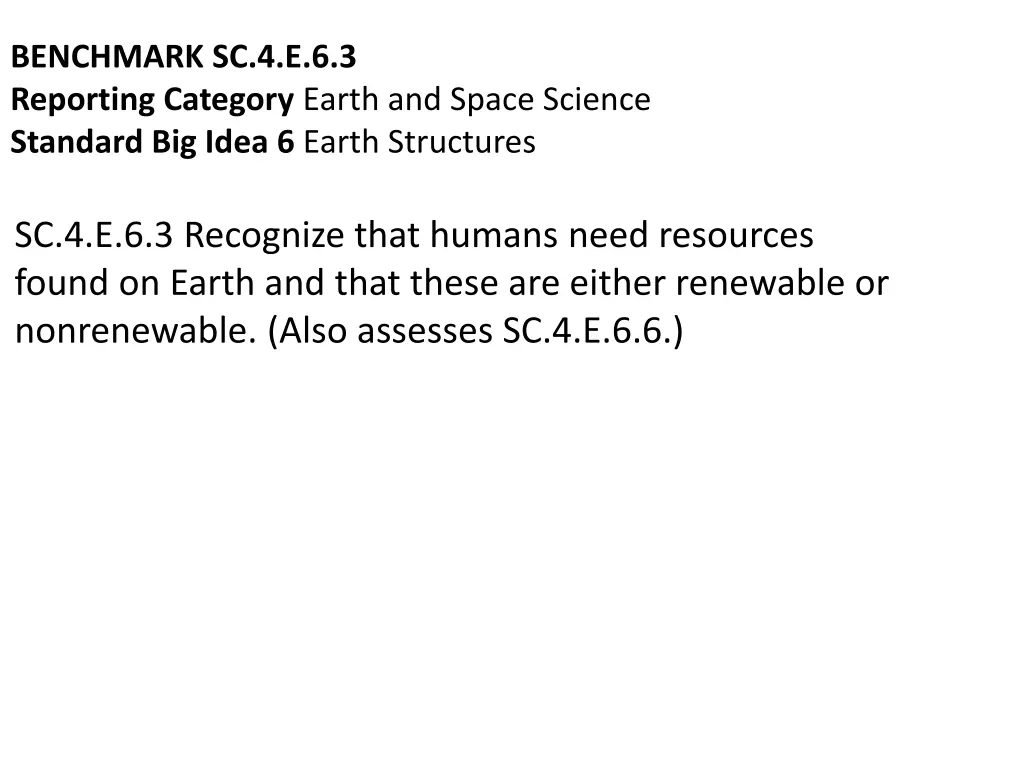 benchmark sc 4 e 6 3 reporting category earth