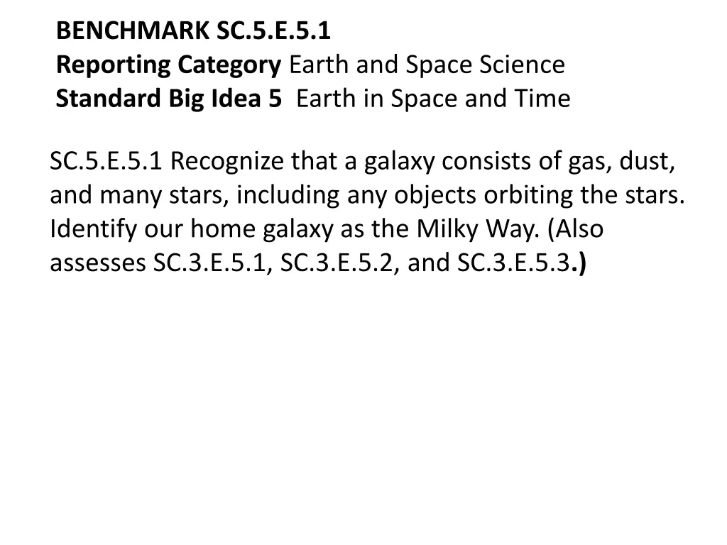 benchmark sc 5 e 5 1 reporting category earth