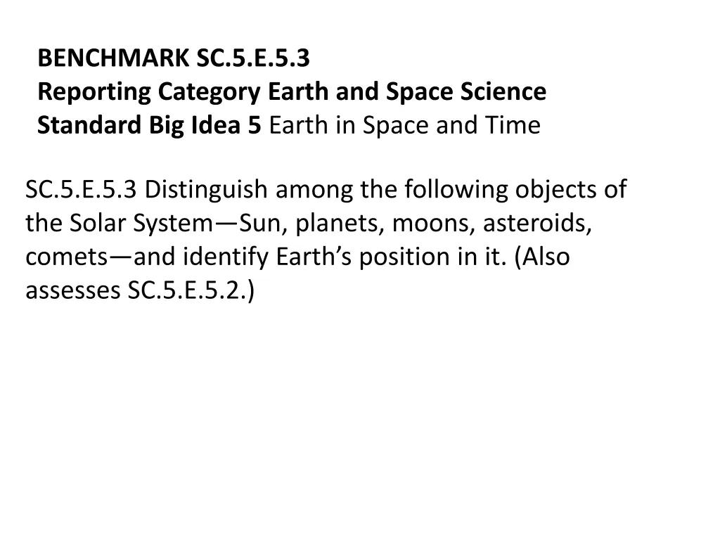 benchmark sc 5 e 5 3 reporting category earth