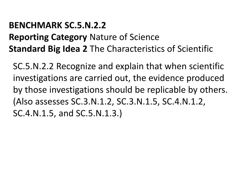 benchmark sc 5 n 2 2 reporting category nature