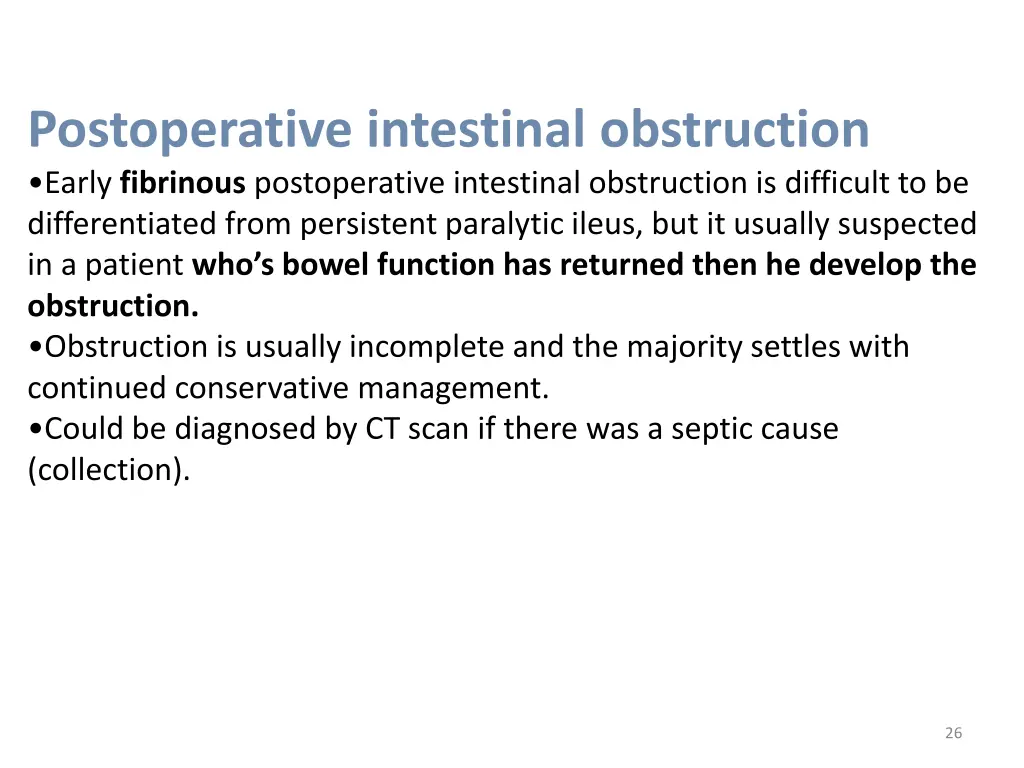 postoperative intestinal obstruction early