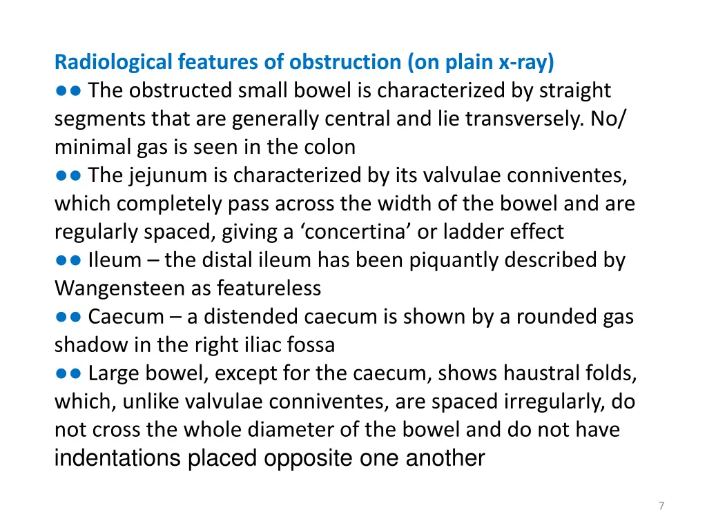 radiological features of obstruction on plain