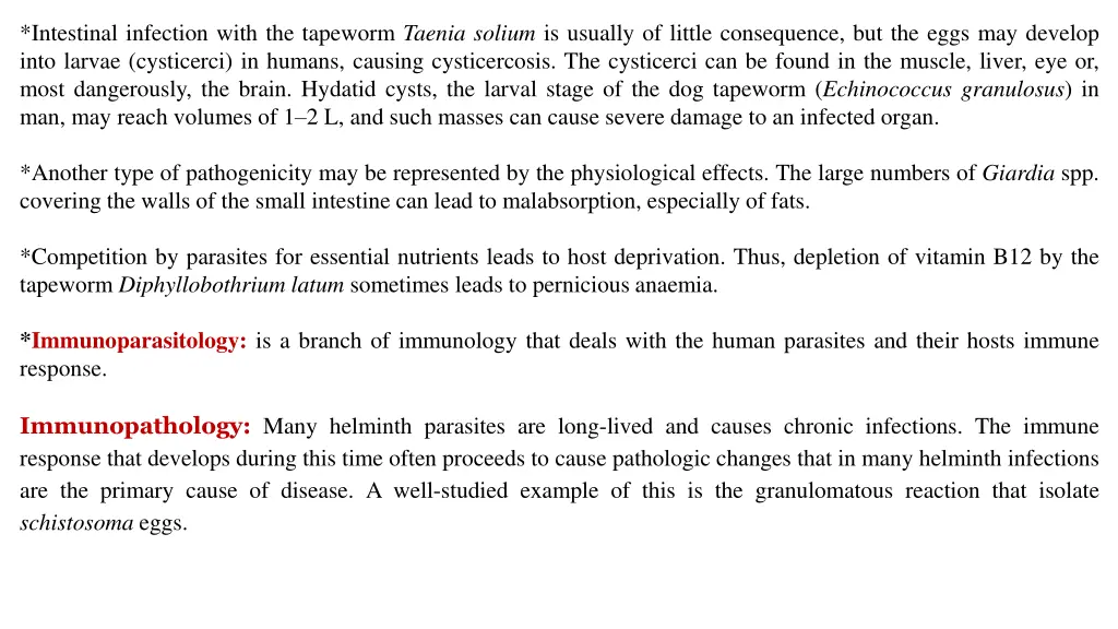 intestinal infection with the tapeworm taenia