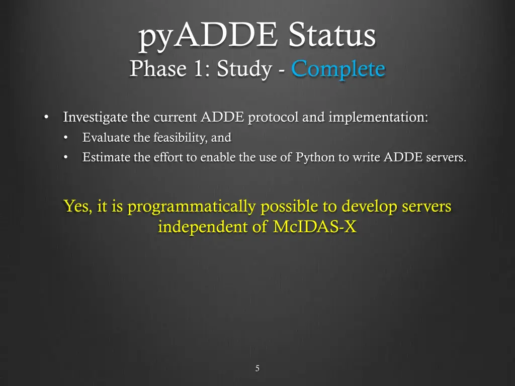 pyadde status phase 1 study complete